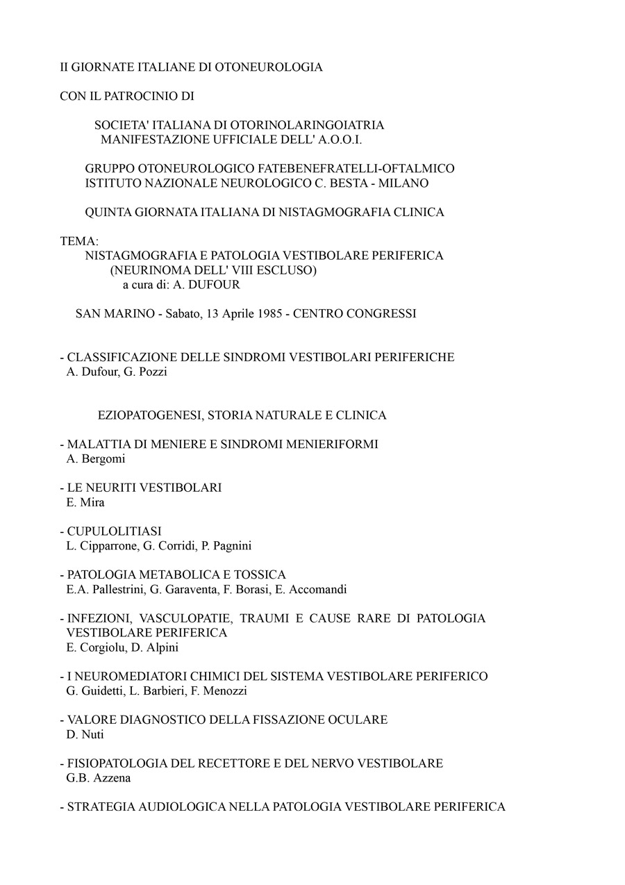 V-Giornata-Italiana-Di-Nistagmografia-Clinica---1985-1